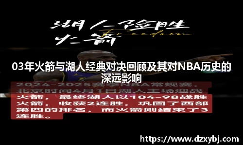 03年火箭与湖人经典对决回顾及其对NBA历史的深远影响